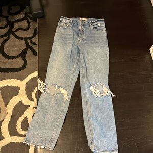 Abercrombie & Fitch Light Blue High-Rise Distressed Jeans